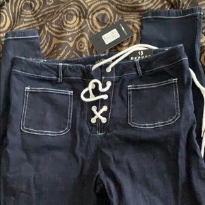 Lace up front jeans.